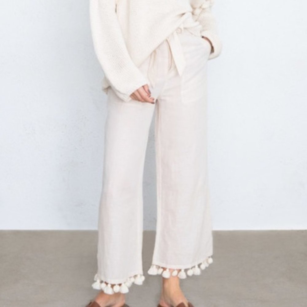 Chan Luu Swan tassle linen pants Small S